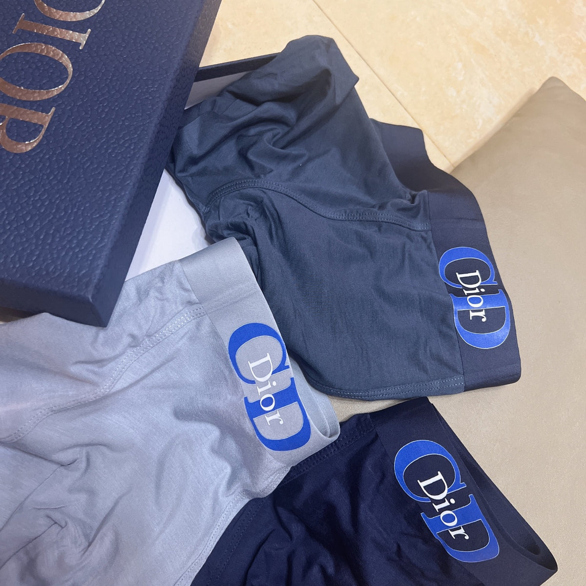 Dior Navy Tonal Large Flower Boxer Briefs, image 9