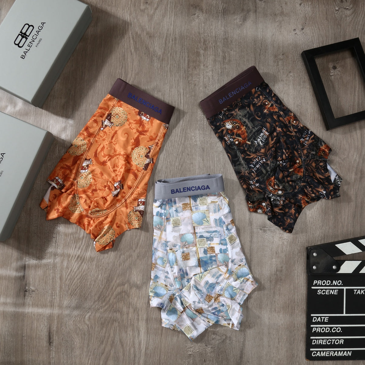 Balenciaga Orange Dark Grey Dense Print Boxer Briefs, image 6