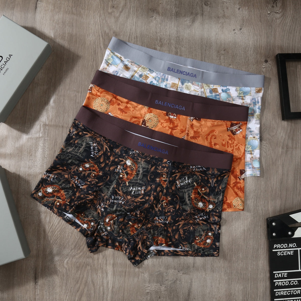 Balenciaga Orange Dark Grey Dense Print Boxer Briefs, image 2
