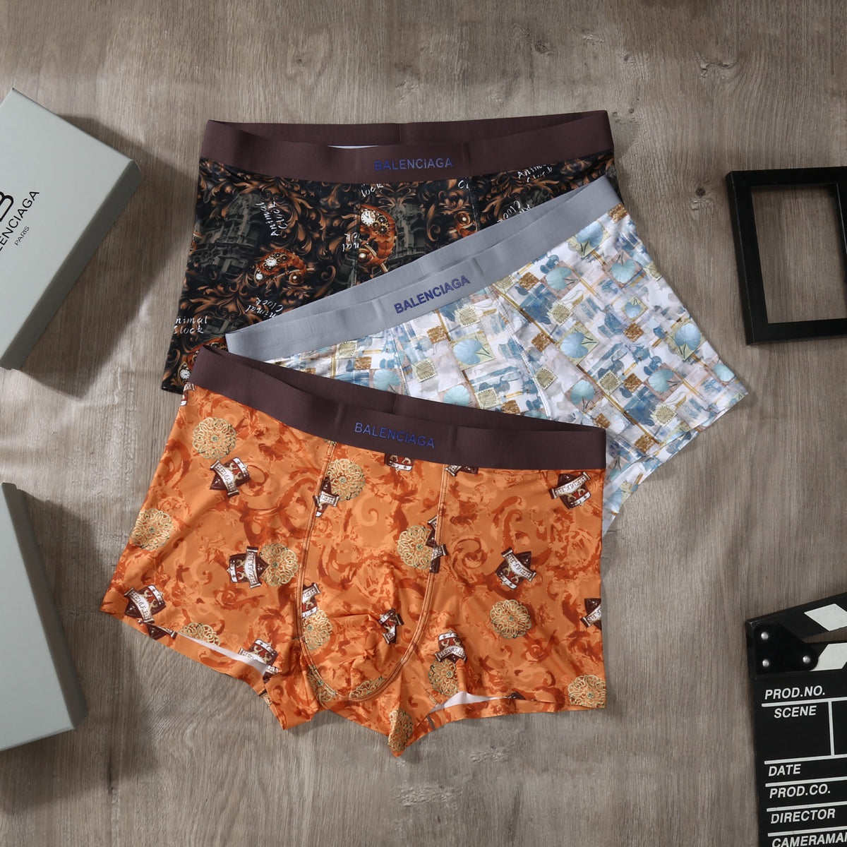 Balenciaga Orange Dark Grey Dense Print Boxer Briefs, image 4