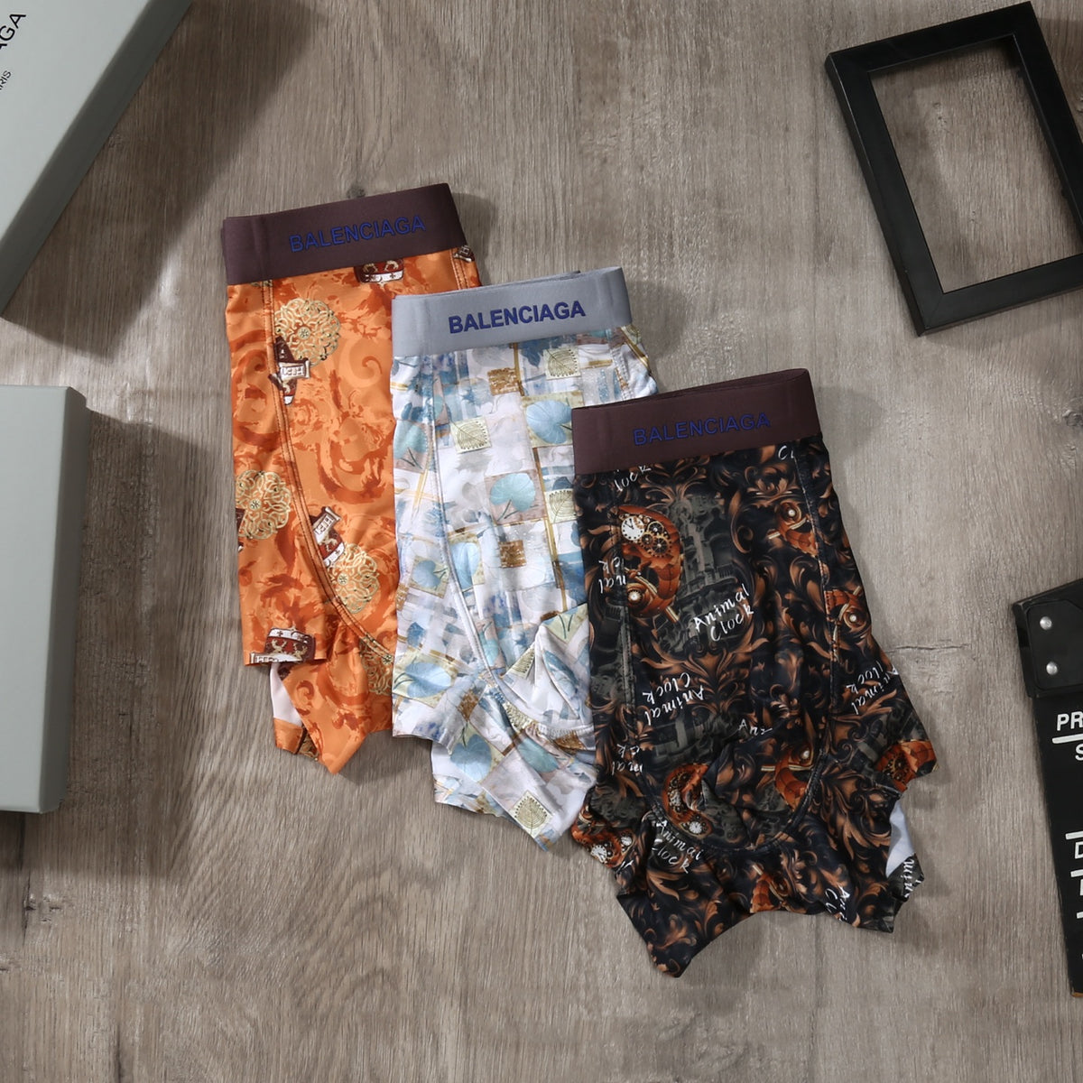 Balenciaga Orange Dark Grey Dense Print Boxer Briefs, image 5
