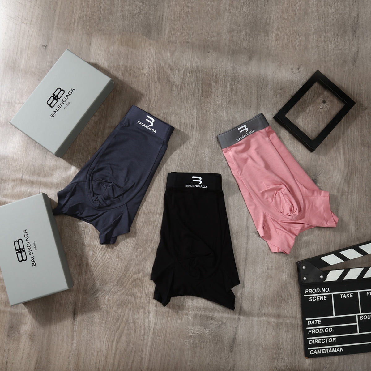 Balenciaga Pink Grey Black Small Waist Letters Boxer Briefs, image 6