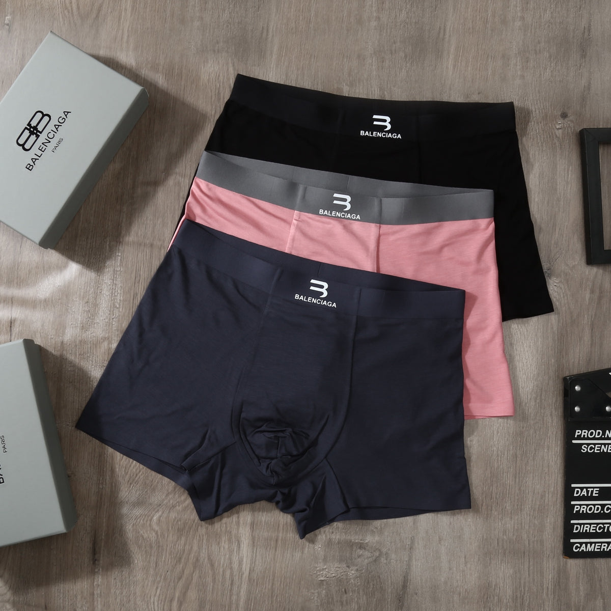 Balenciaga Pink Grey Black Small Waist Letters Boxer Briefs, image 2