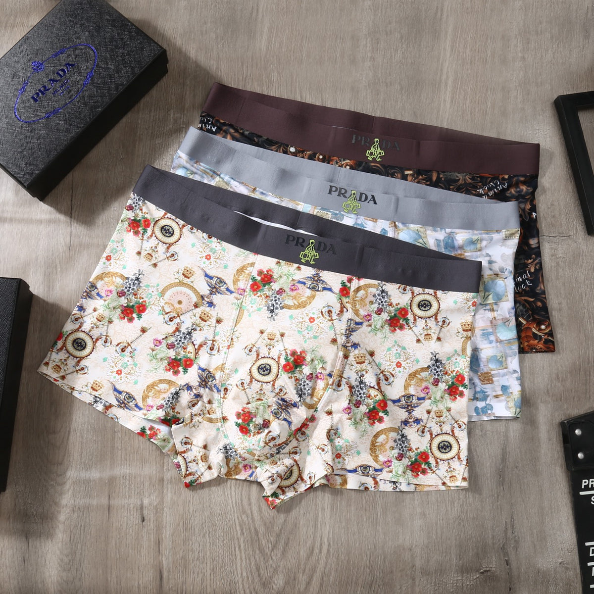 Prada Bright Landscape Print Assortment Boxer Briefs, image 2