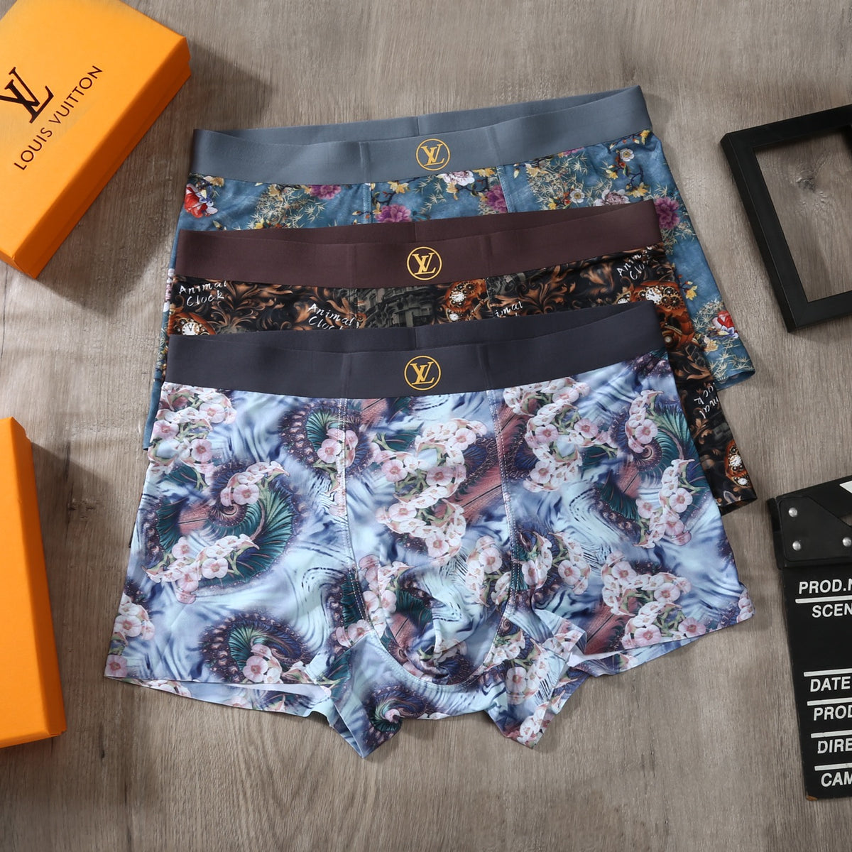 Louis Vuitton Blue Purple Dense Landscape Print Boxer Briefs, image 1