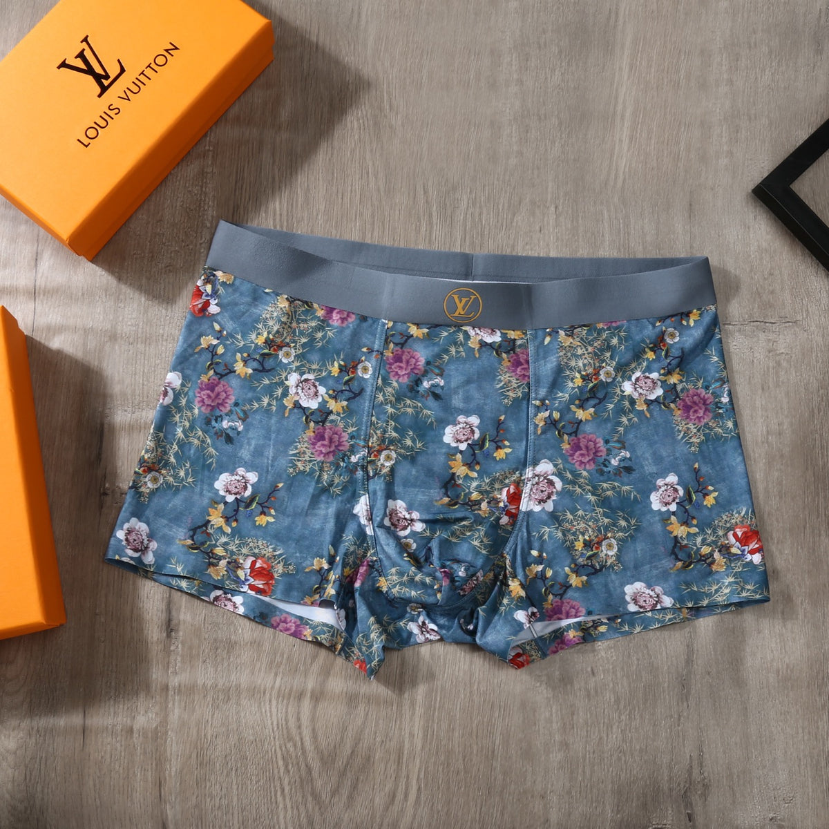 Louis Vuitton Blue Purple Dense Landscape Print Boxer Briefs, image 7