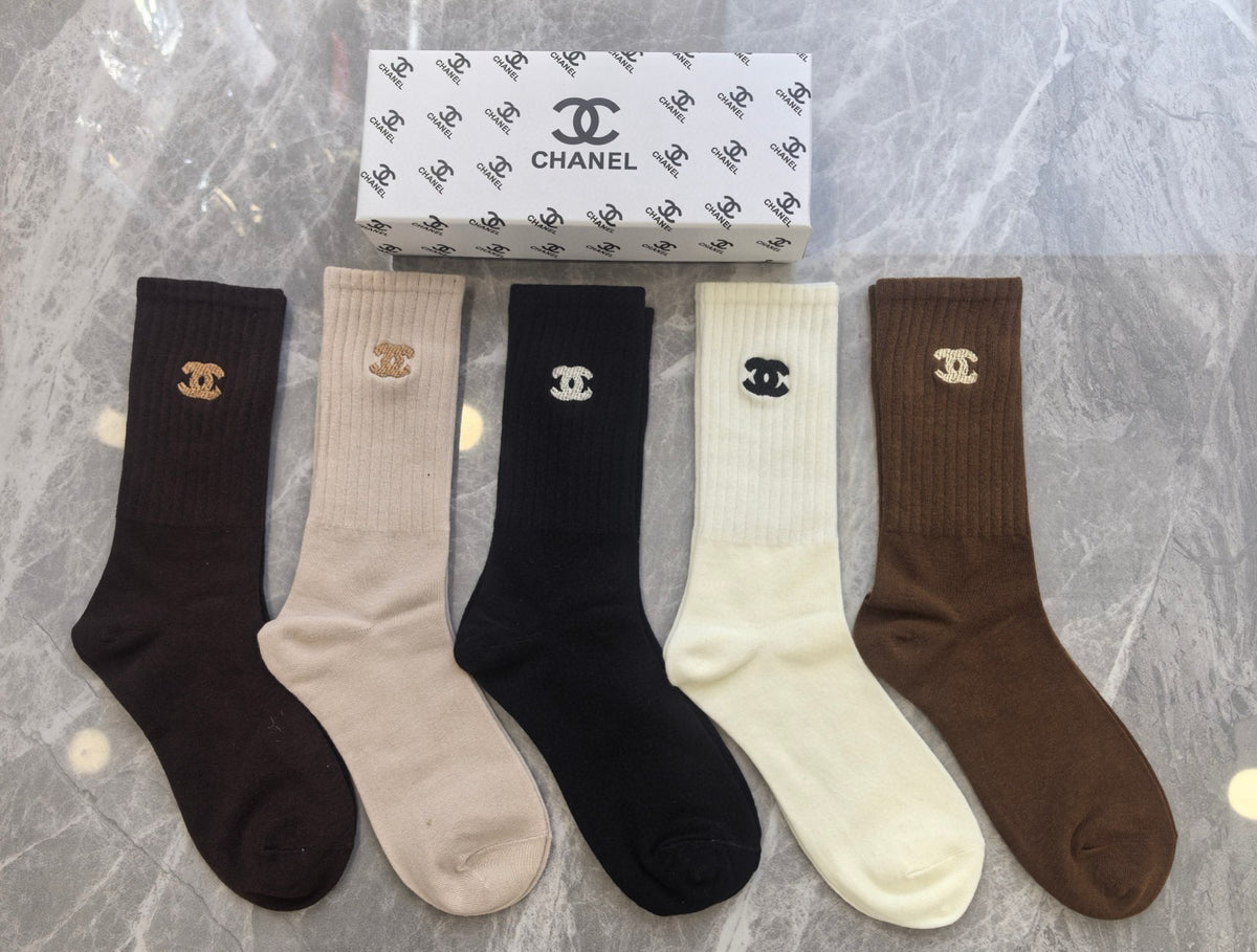 CHANEL Small Emblem Soft-Tone Socks, gallery image 5