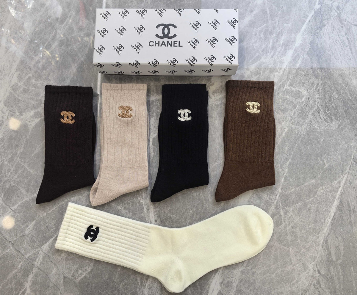 CHANEL Small Emblem Soft-Tone Socks, gallery image 2