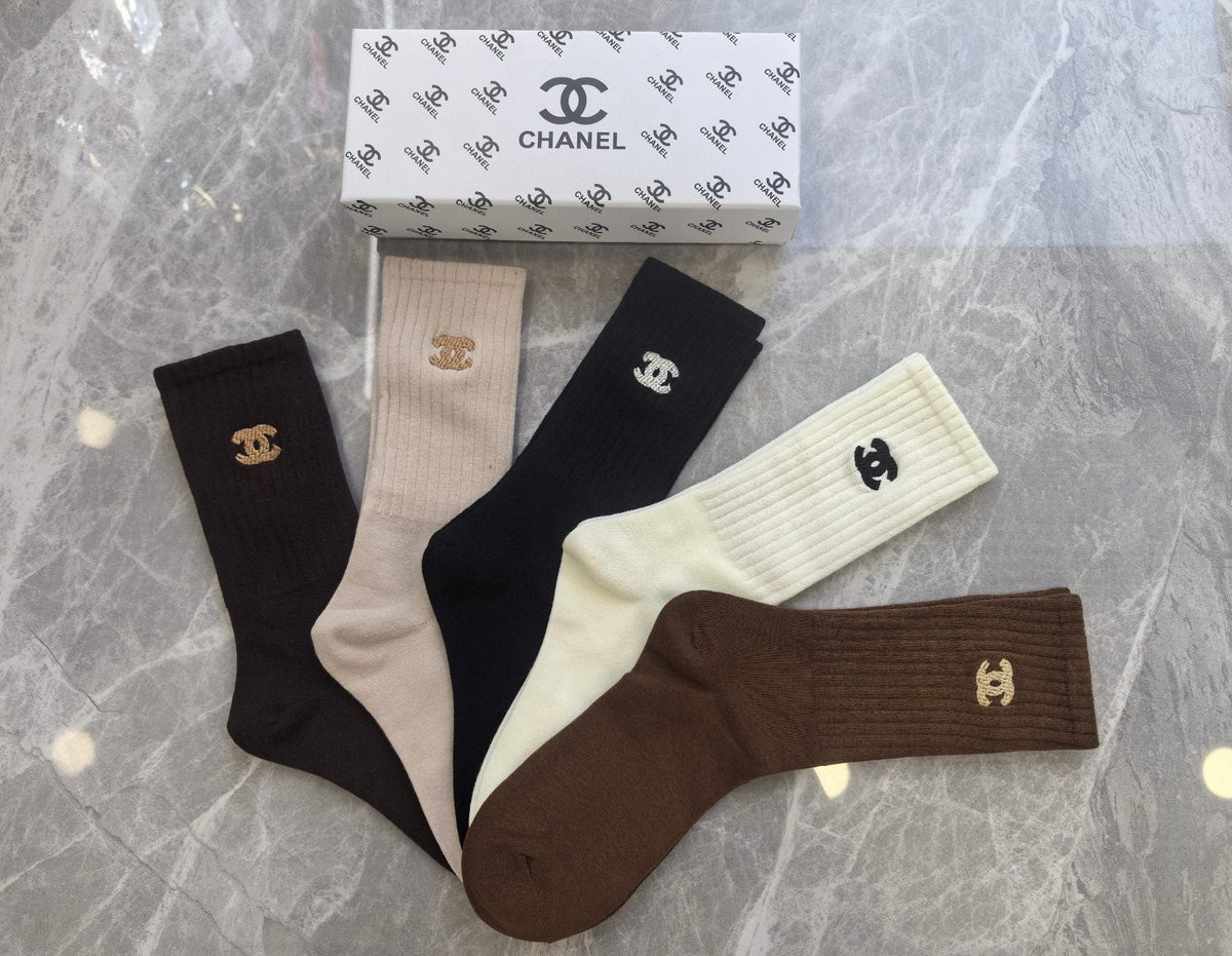 CHANEL Small Emblem Soft-Tone Socks, gallery image 4