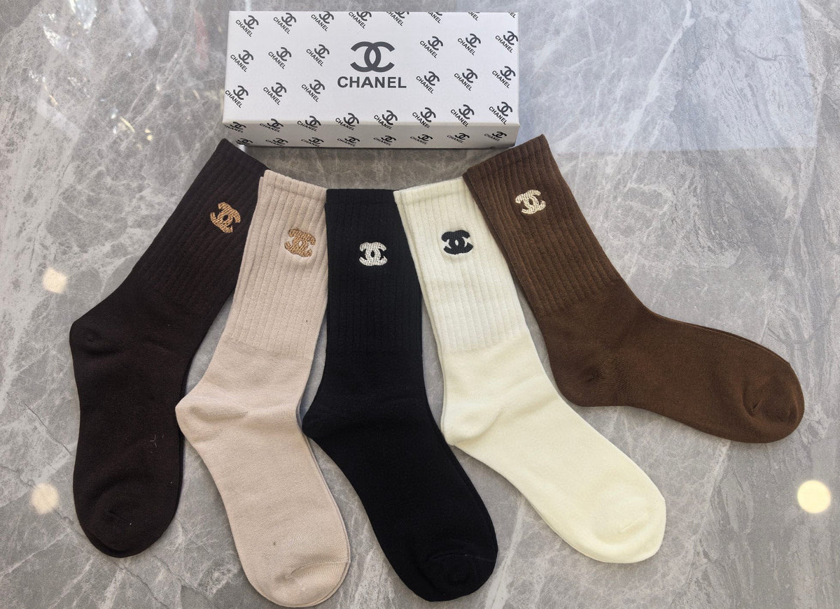 CHANEL Small Emblem Soft-Tone Socks, gallery image 3
