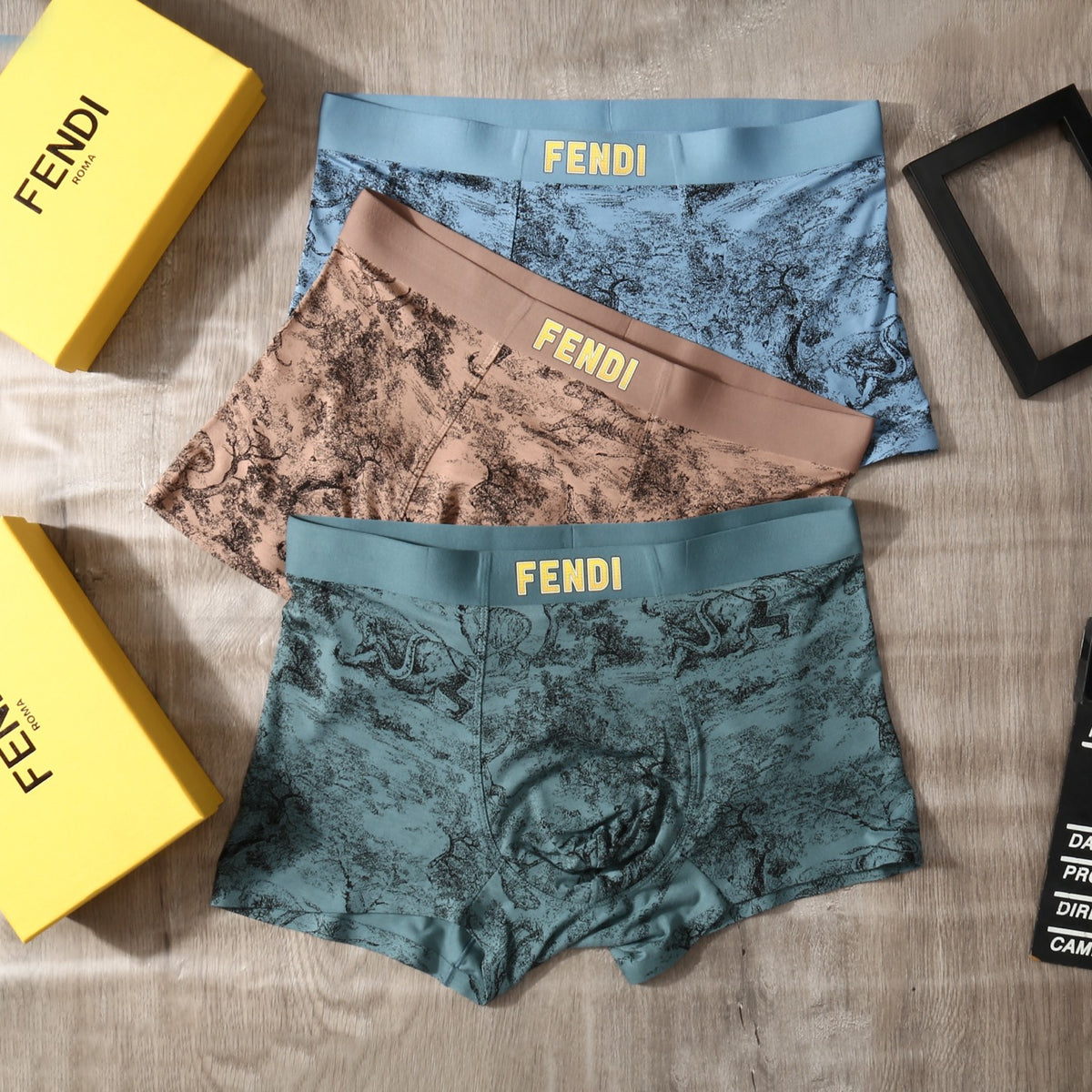 Fendi Blue Grey Dense Tonal Print Boxer Briefs, image 4