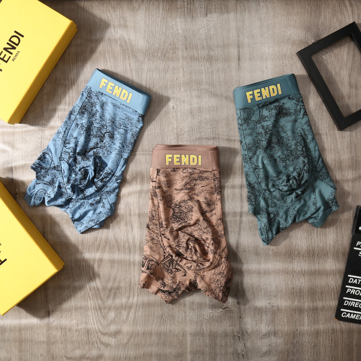 Fendi Blue Grey Dense Tonal Print Boxer Briefs, image 6