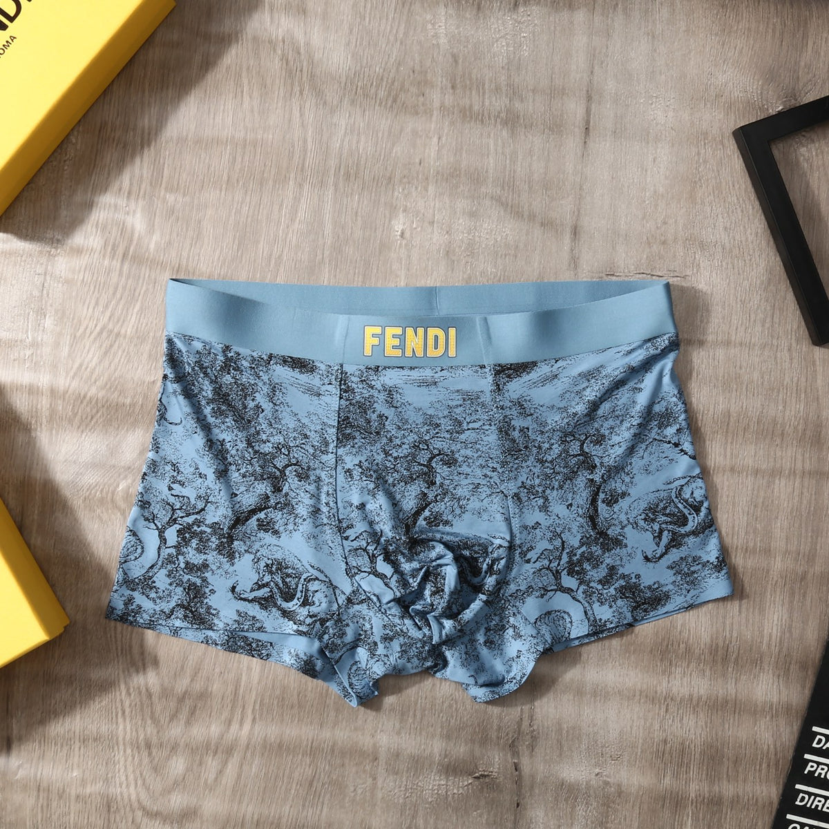 Fendi Blue Grey Dense Tonal Print Boxer Briefs, image 8