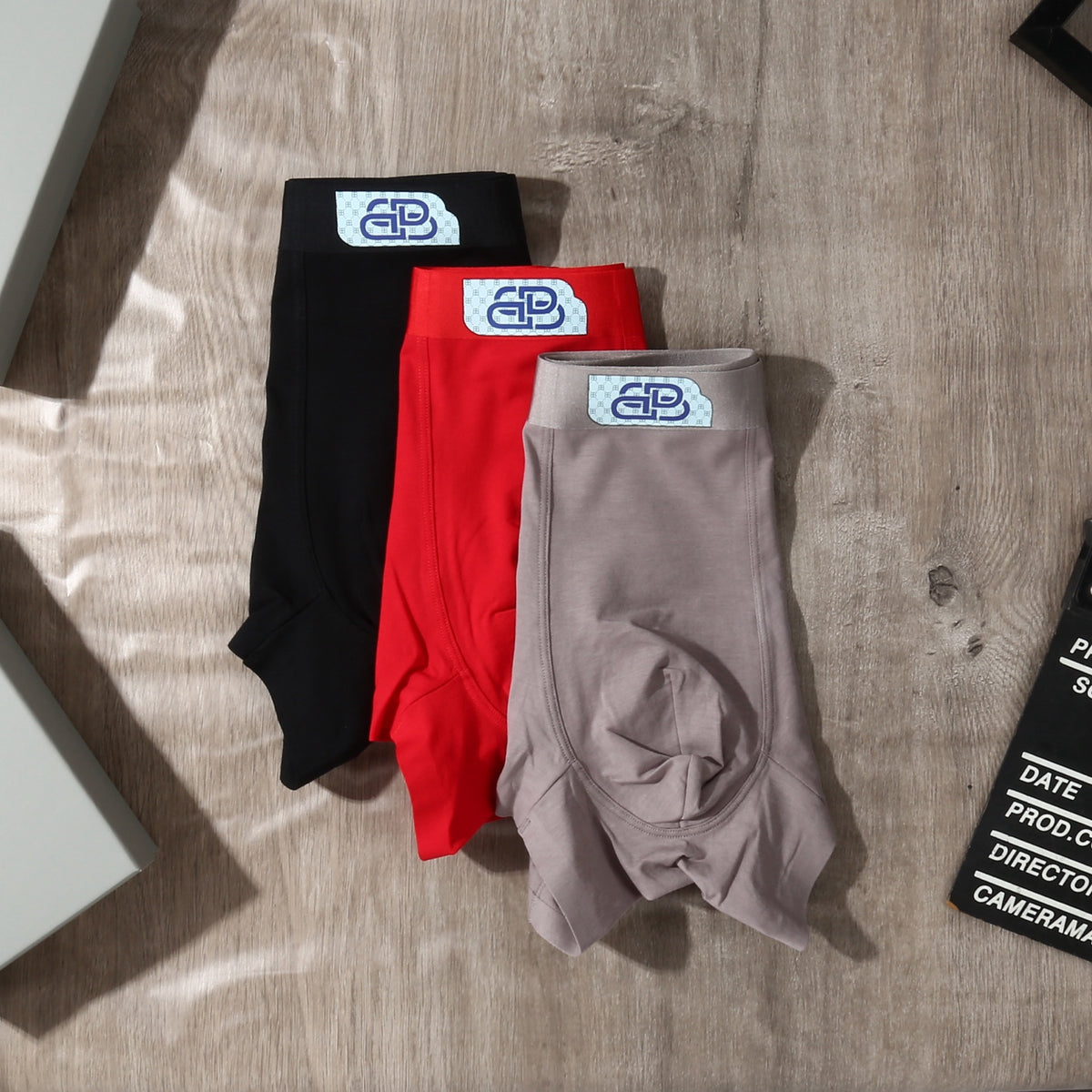 Balenciaga Black Red Grey Square Waist Patch Boxer Briefs, image 5
