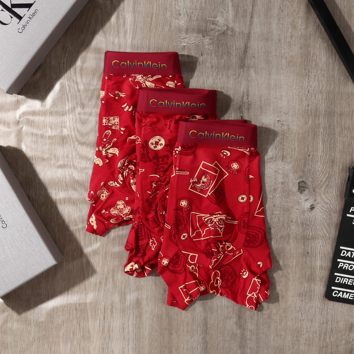 Calvin Klein Red Allover Small Motifs Boxer Briefs, image 5