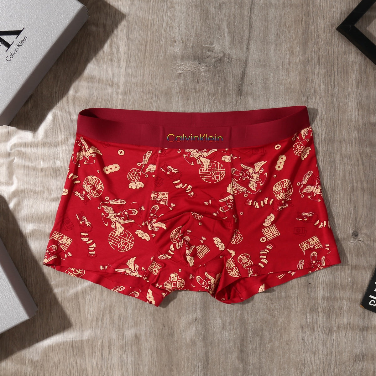 Calvin Klein Red Allover Small Motifs Boxer Briefs, image 8