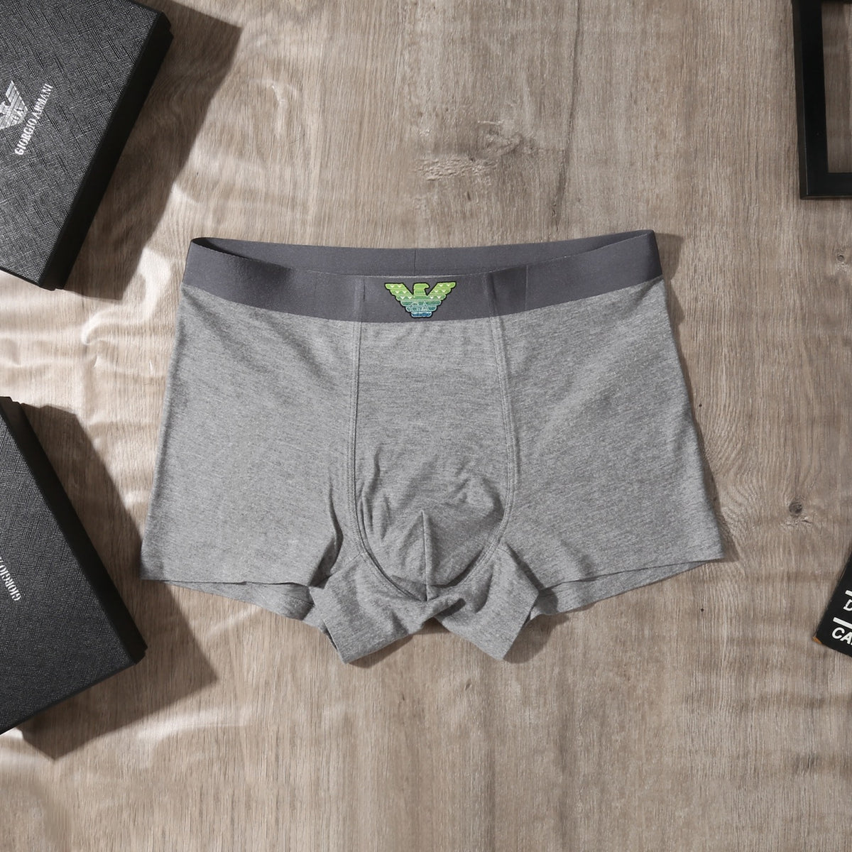 Emporio Armani Grey Teal Contrast Wing Waist Boxer Briefs, image 7