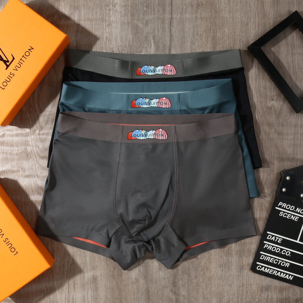 Louis Vuitton Charcoal Green Small Cartoon Waist Boxer Briefs, image 1