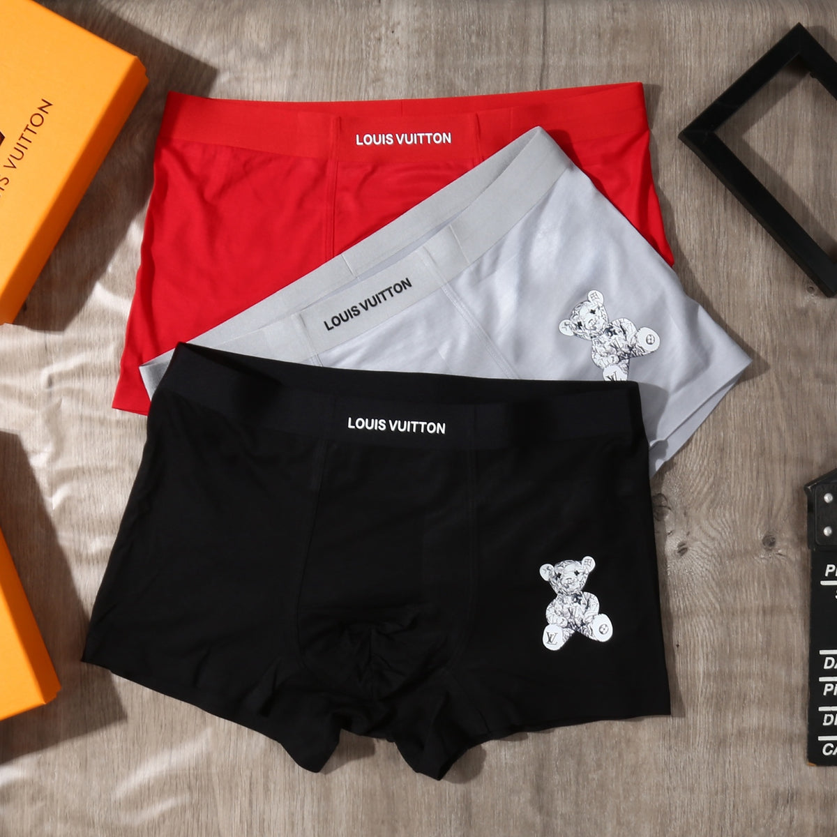 Louis Vuitton Black Red White Cartoon Figure Boxer Briefs, image 3