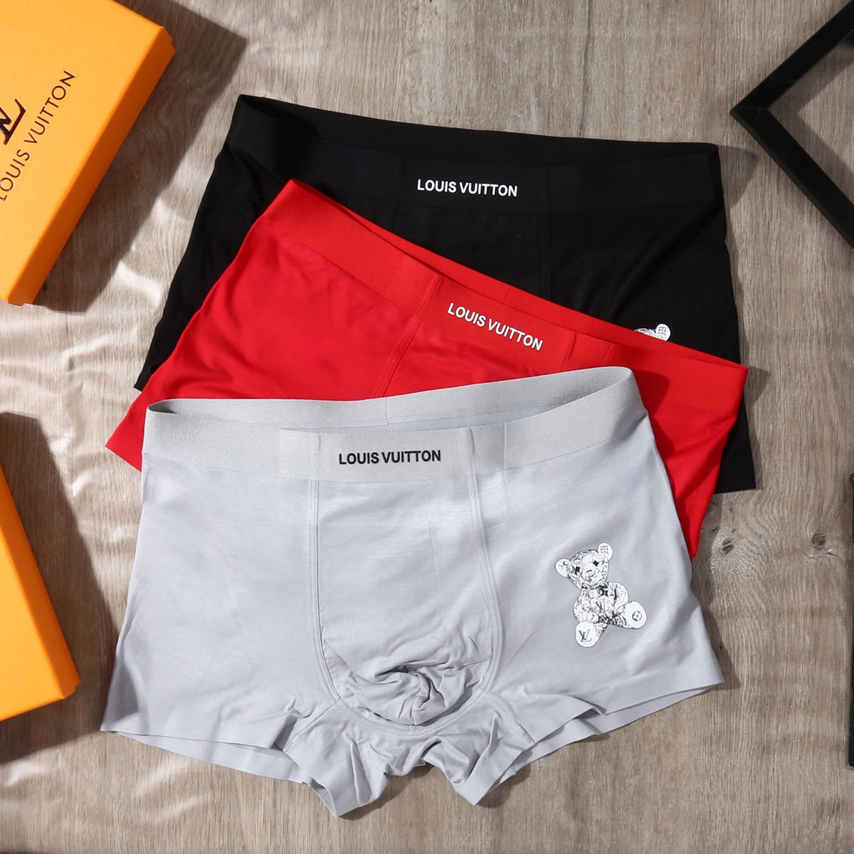 Louis Vuitton Black Red White Cartoon Figure Boxer Briefs, image 4