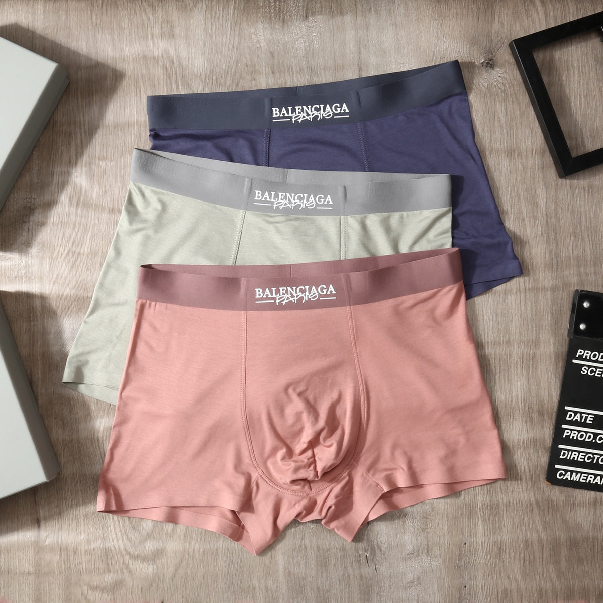 Balenciaga Pink Grey Blue Dark Waist Boxer Briefs, image 3