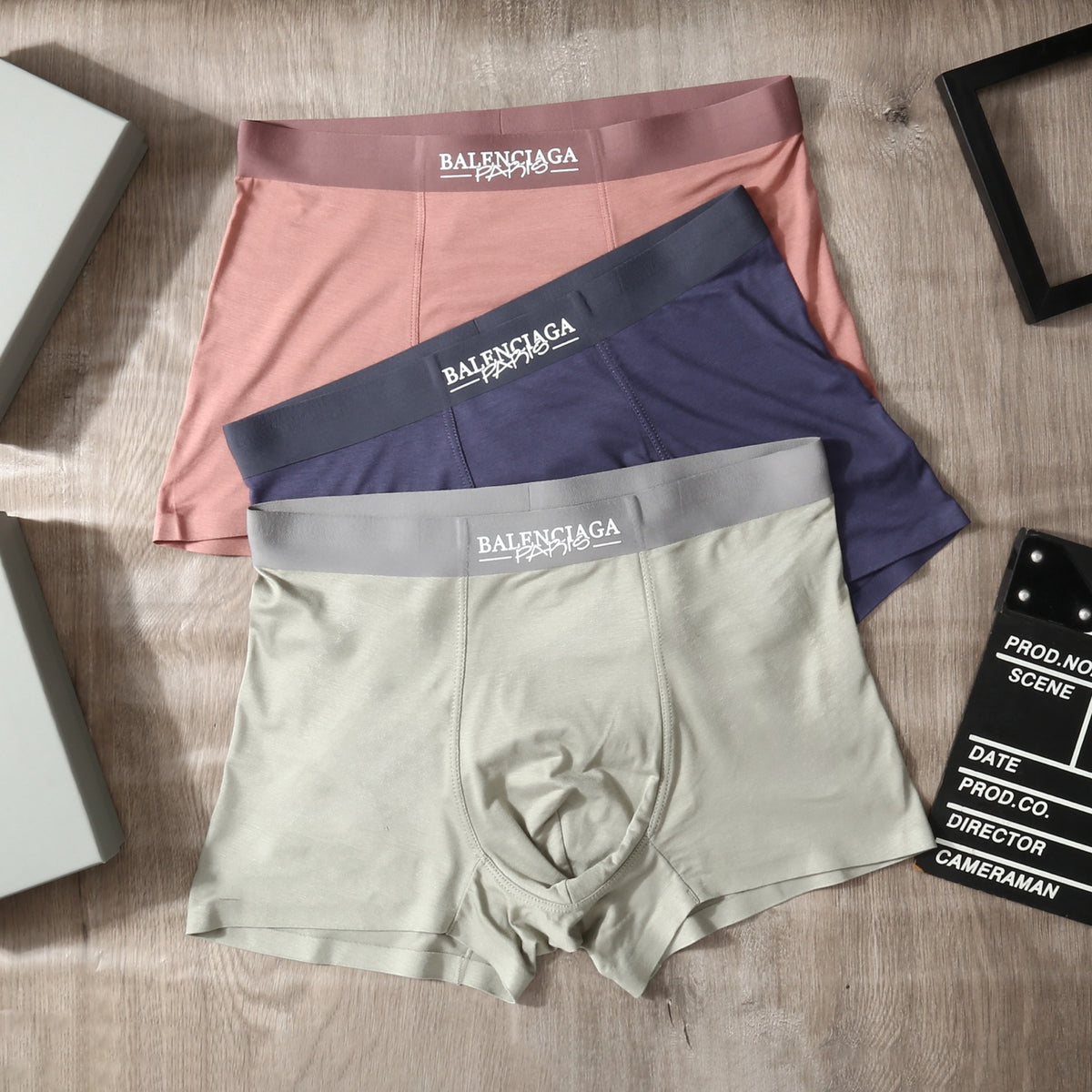 Balenciaga Pink Grey Blue Dark Waist Boxer Briefs, image 4