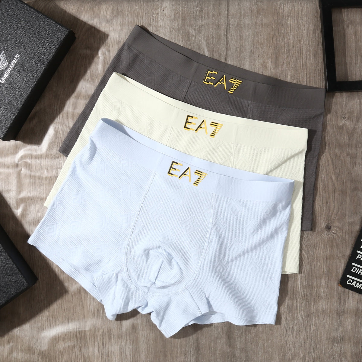 Emporio Armani White Grey Small EA7 Boxer Briefs, image 2