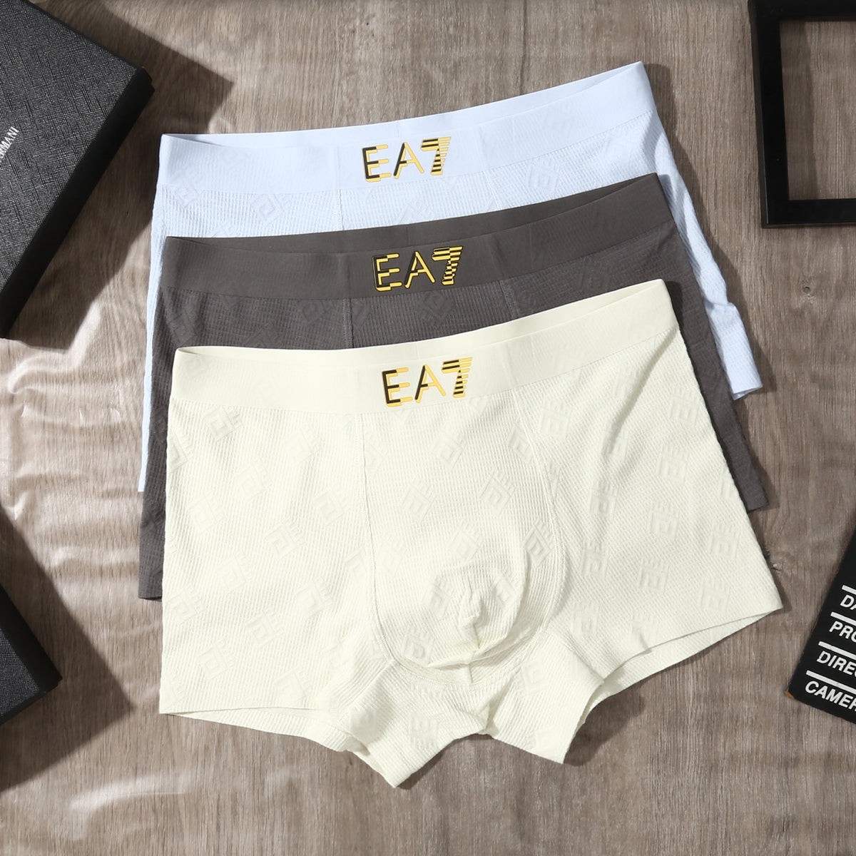 Emporio Armani White Grey Small EA7 Boxer Briefs, image 1