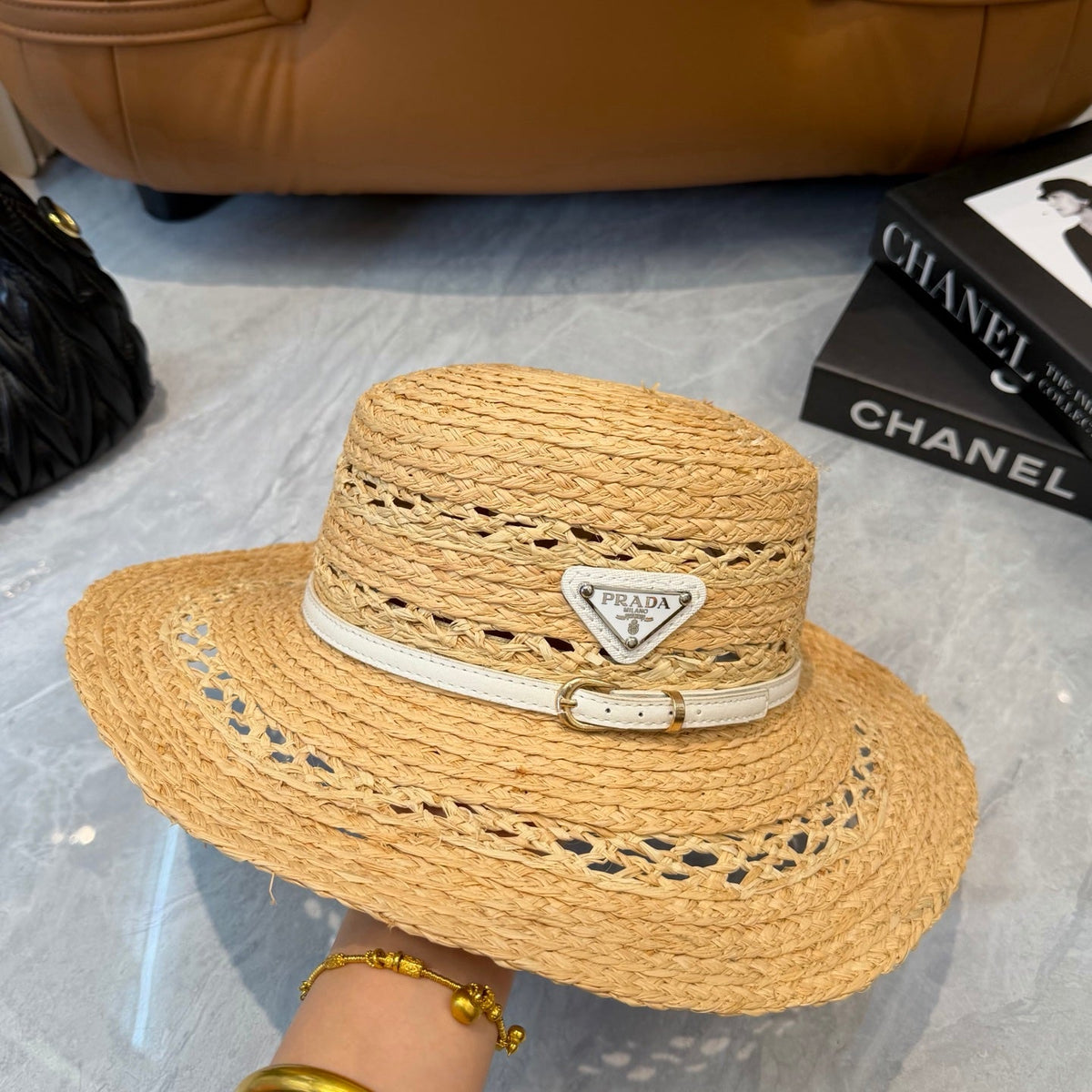 Prada Open Knit Wide Brim Hat - image 2