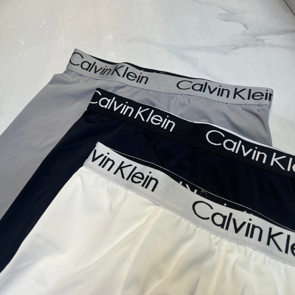 Calvin Klein White Grey Monogram Waistband Long-Leg Boxer Briefs, image 6