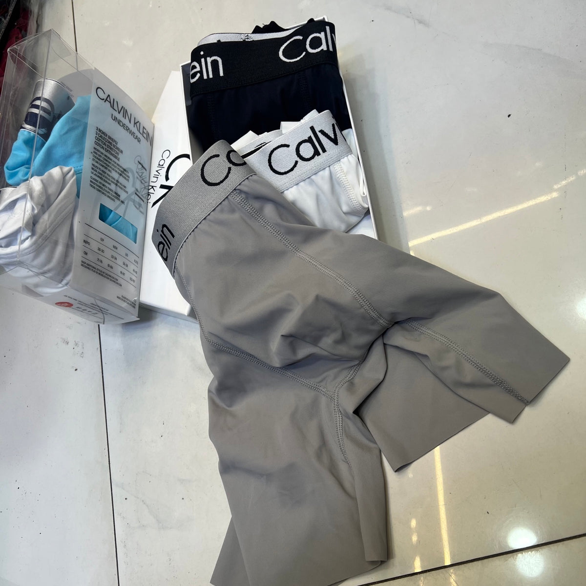 Calvin Klein White Grey Monogram Waistband Long-Leg Boxer Briefs, image 8