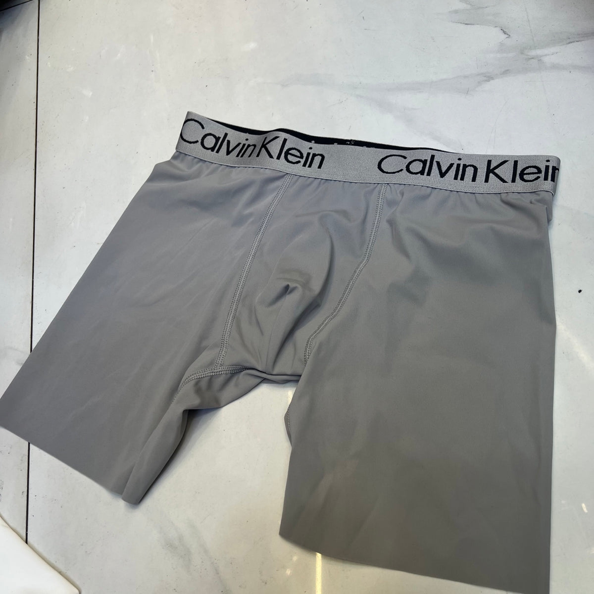 Calvin Klein White Grey Monogram Waistband Long-Leg Boxer Briefs, image 5