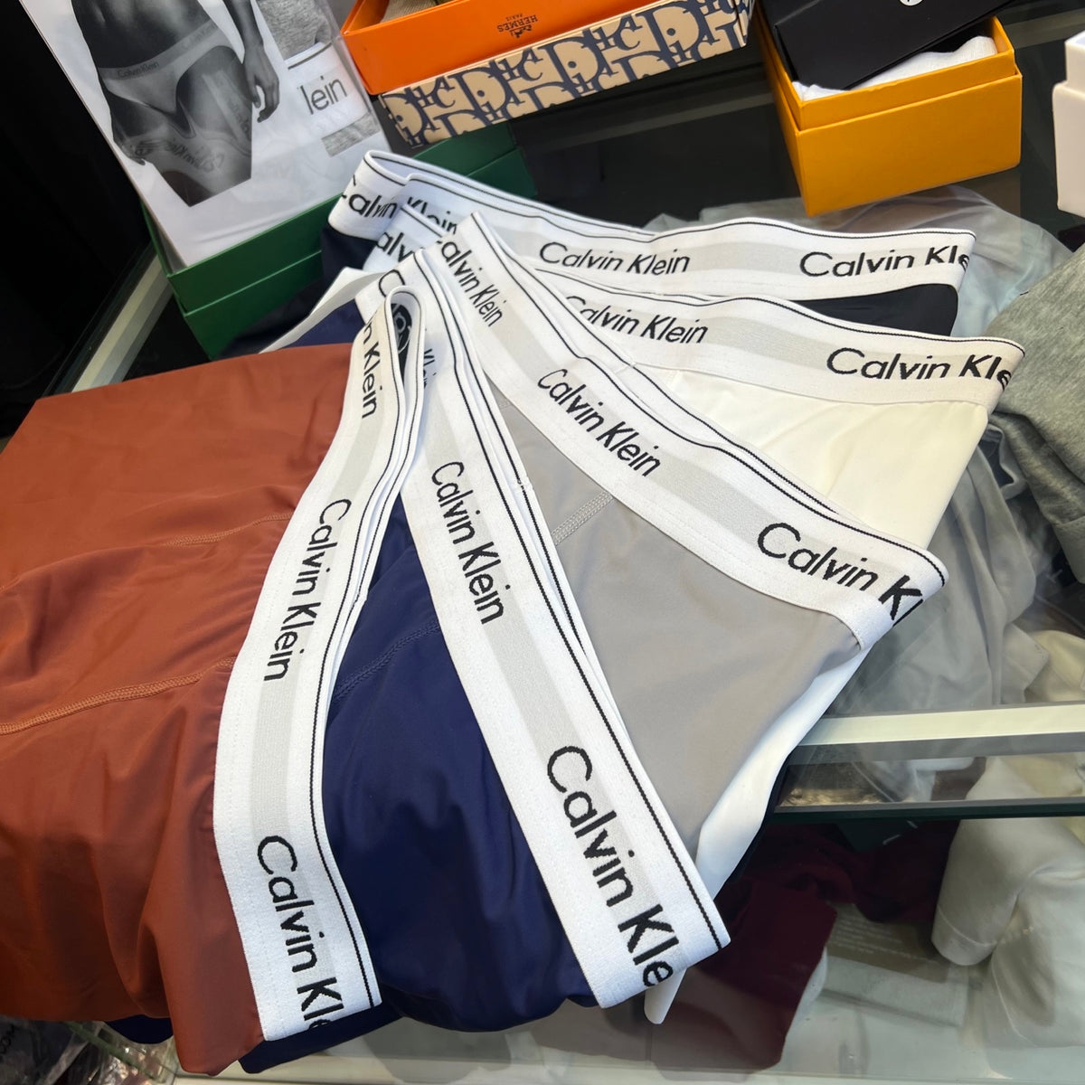 Calvin Klein Grey Broad White Waist Long-Leg Boxer Briefs, image 6
