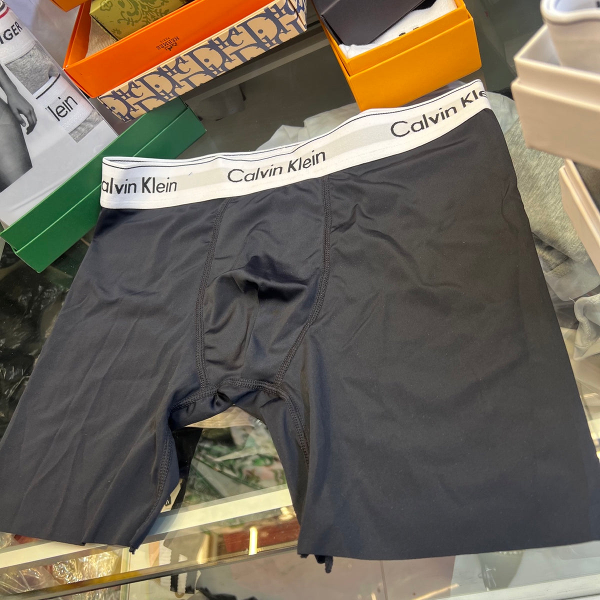 Calvin Klein Grey Broad White Waist Long-Leg Boxer Briefs, image 1