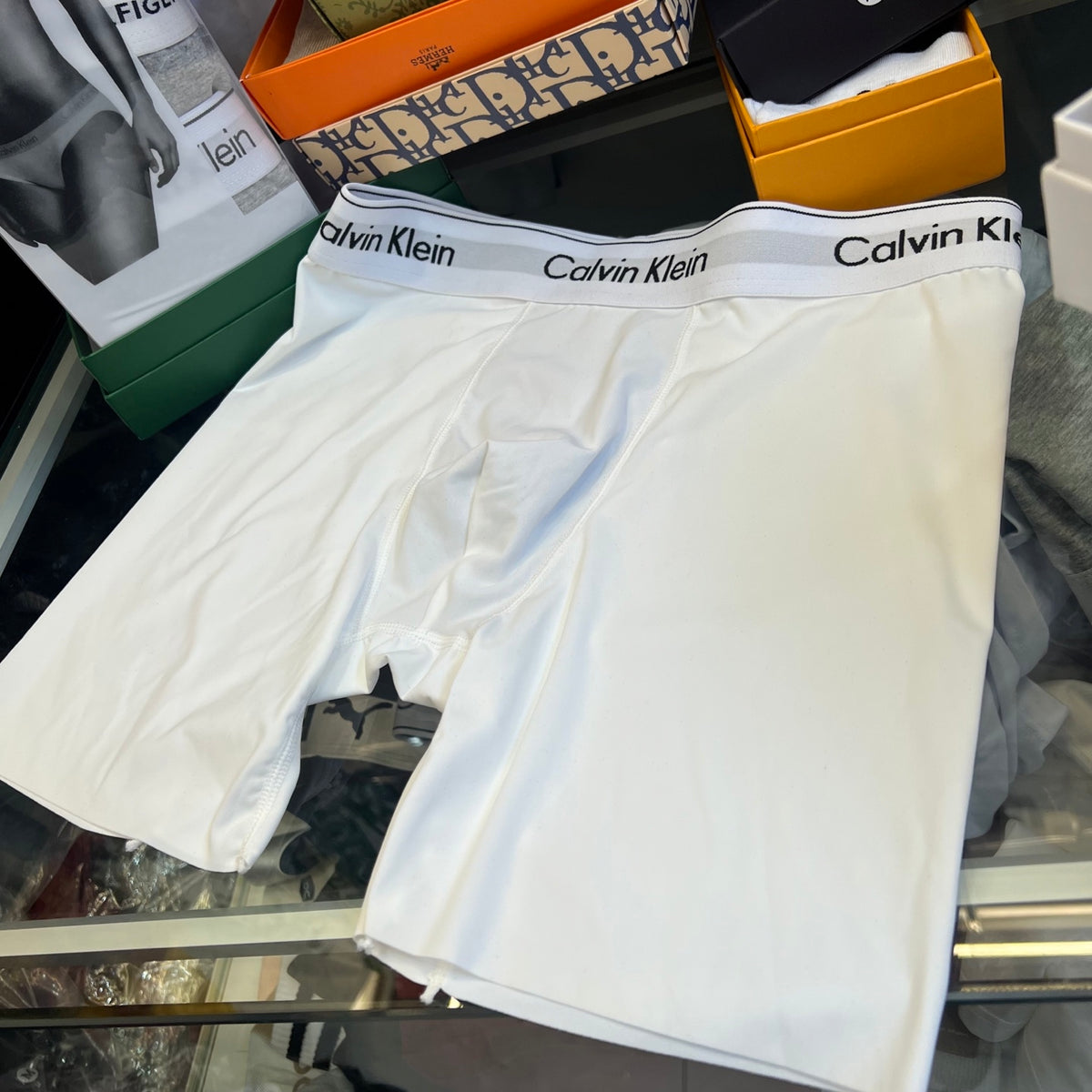 Calvin Klein Grey Broad White Waist Long-Leg Boxer Briefs, image 2