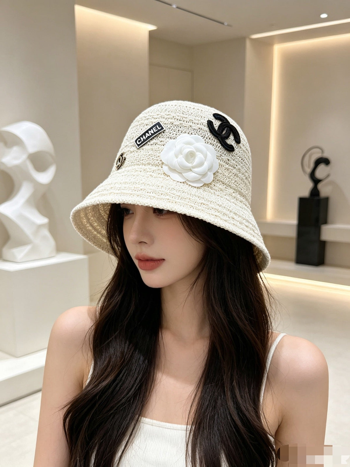 Chanel Woven Open Knit Hat - image 5