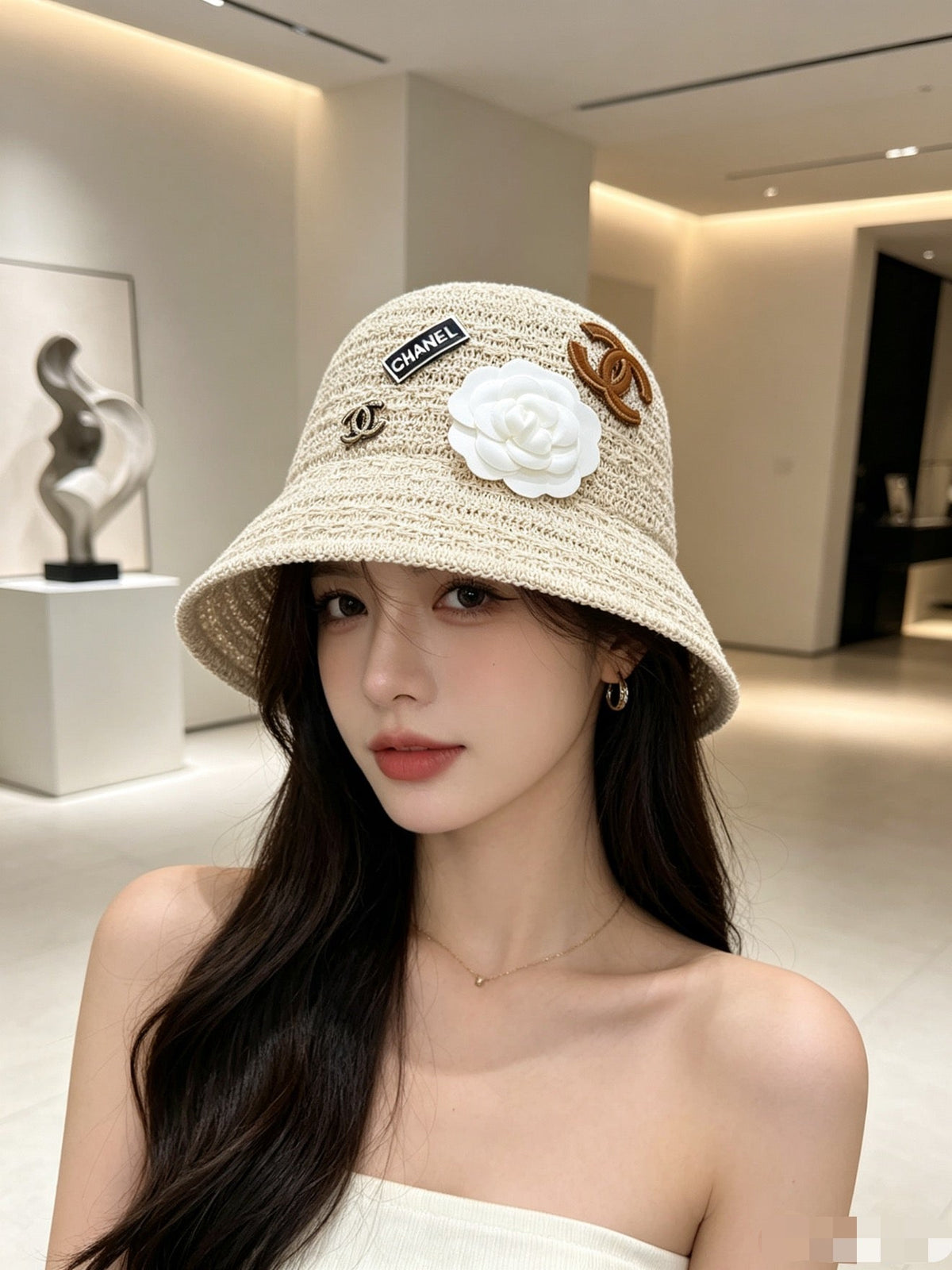 Chanel Woven Open Knit Hat - image 4
