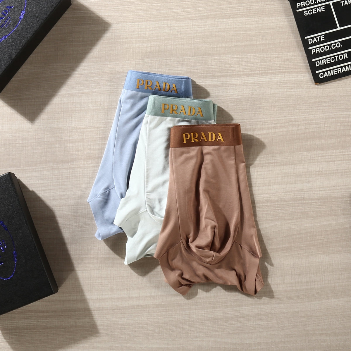 Prada Pale Blue Brown White Broad Waist Boxer Briefs, image 5