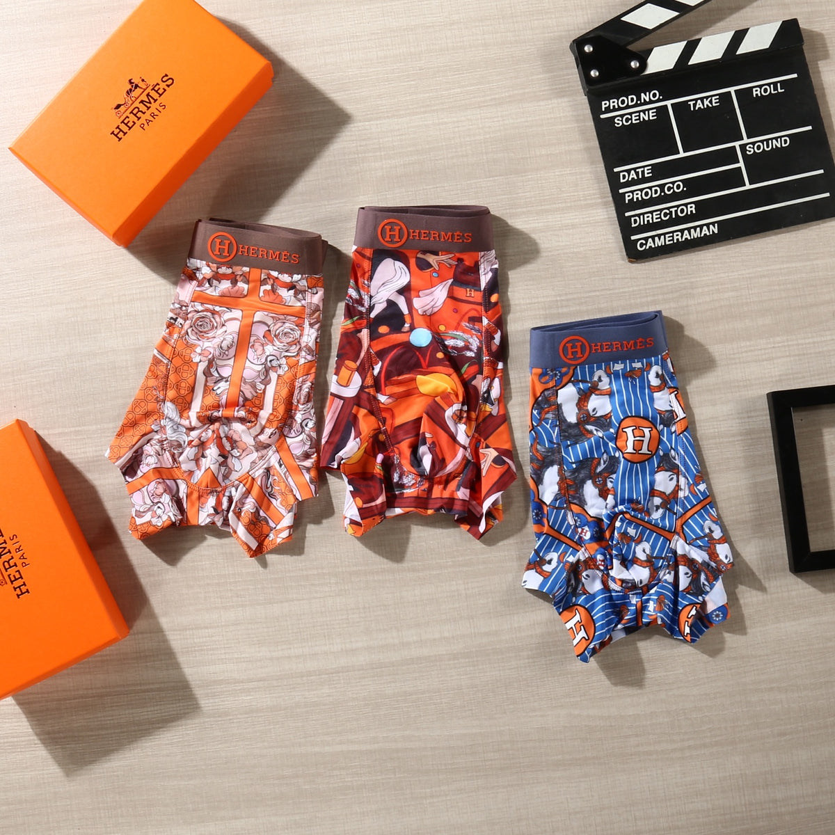 Hermès Orange Red Dense Landscape Print Boxer Briefs, image 6