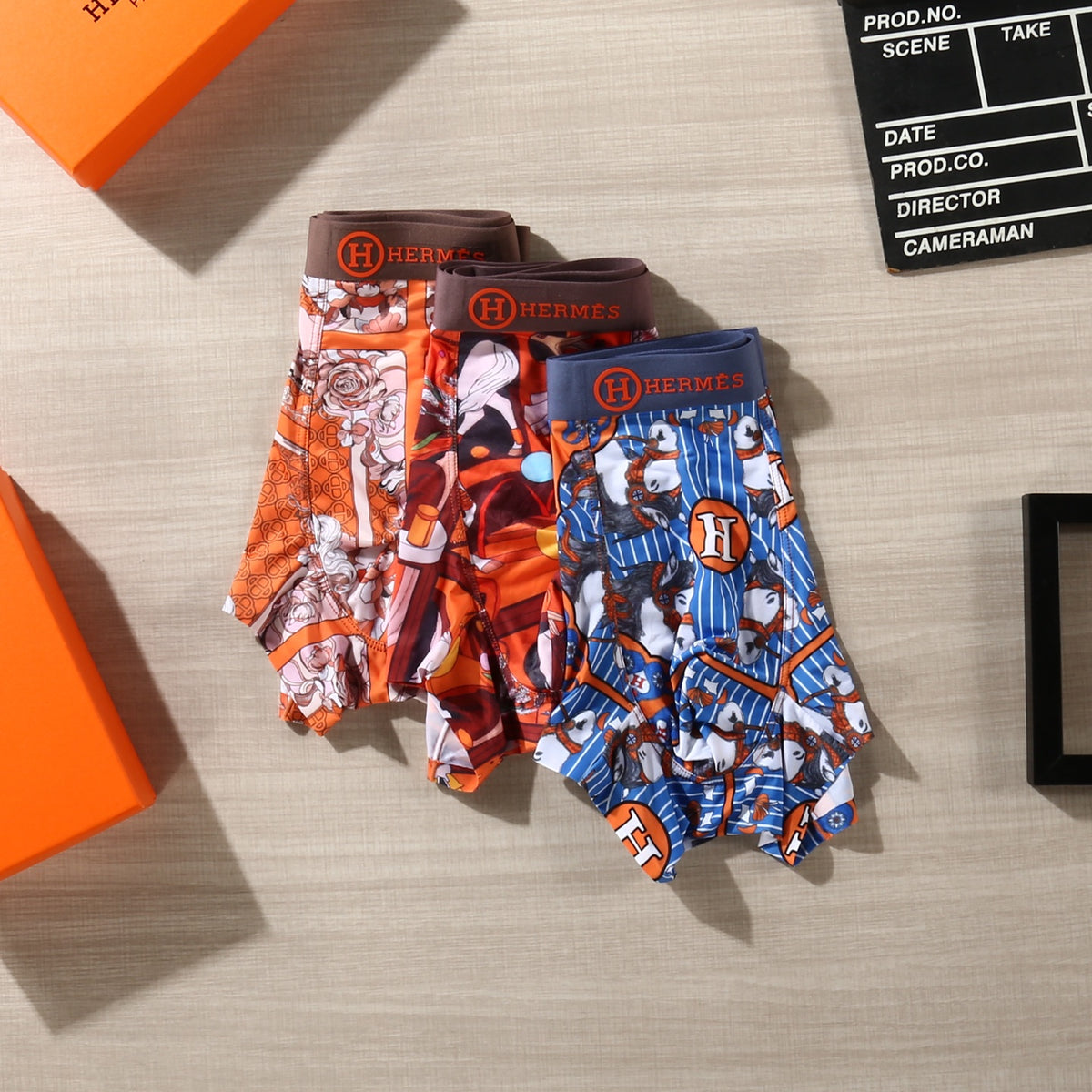 Hermès Orange Red Dense Landscape Print Boxer Briefs, image 5