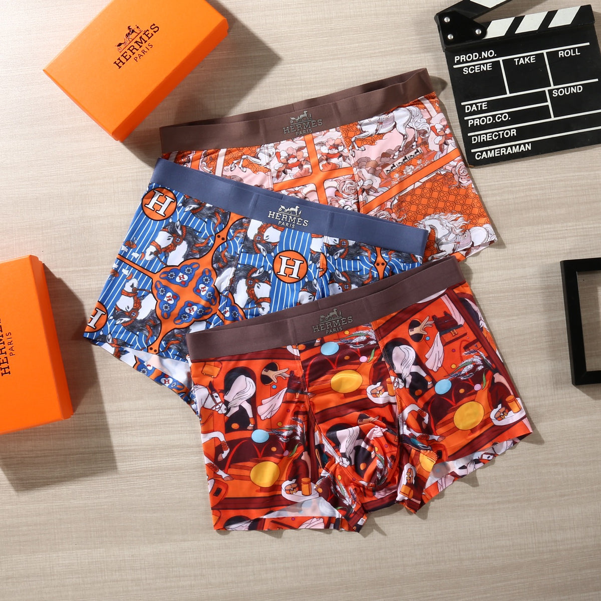 Hermès Bright Red Dense Graphic Print Boxer Briefs, image 4