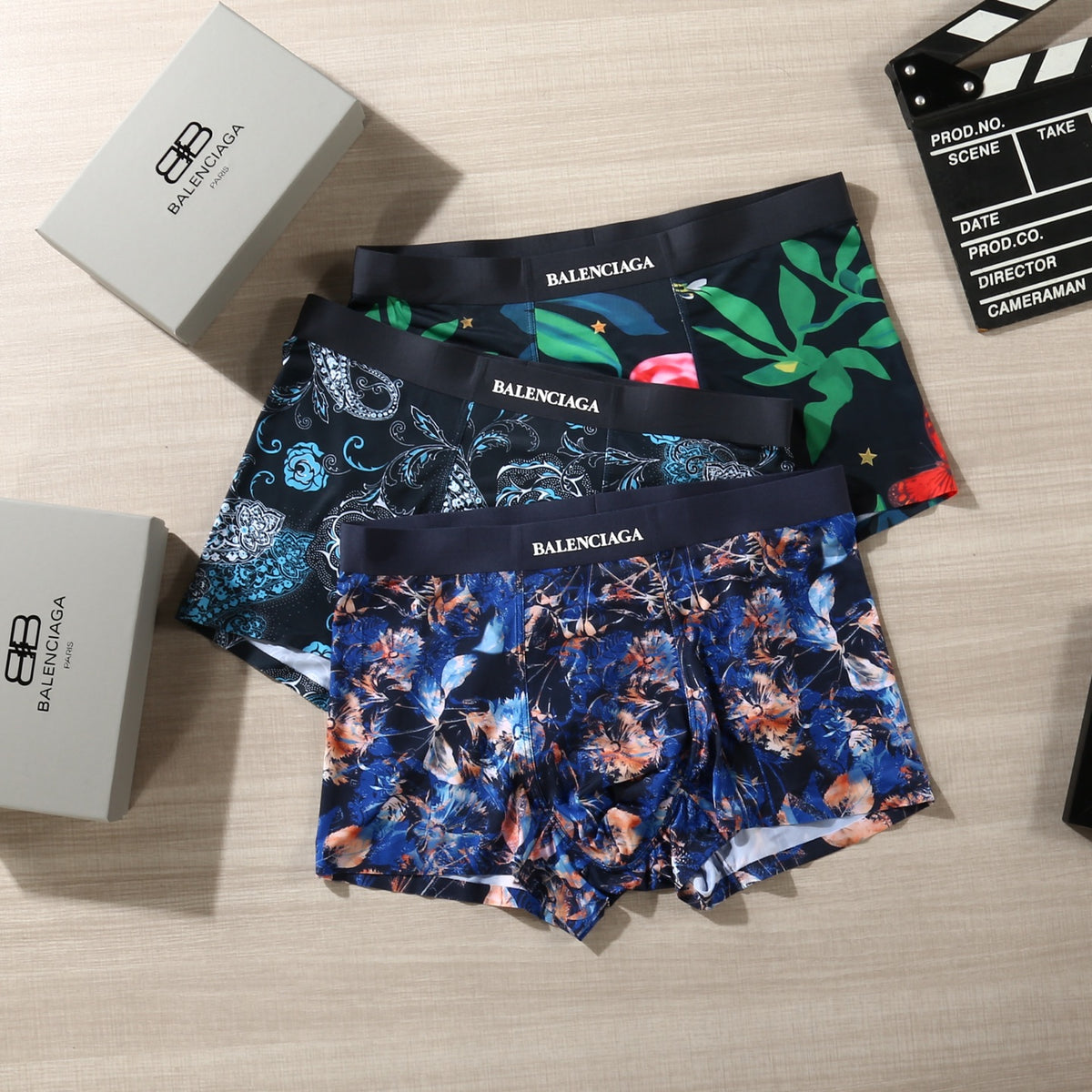 Balenciaga Dark Green Botanical Print Boxer Briefs, image 3