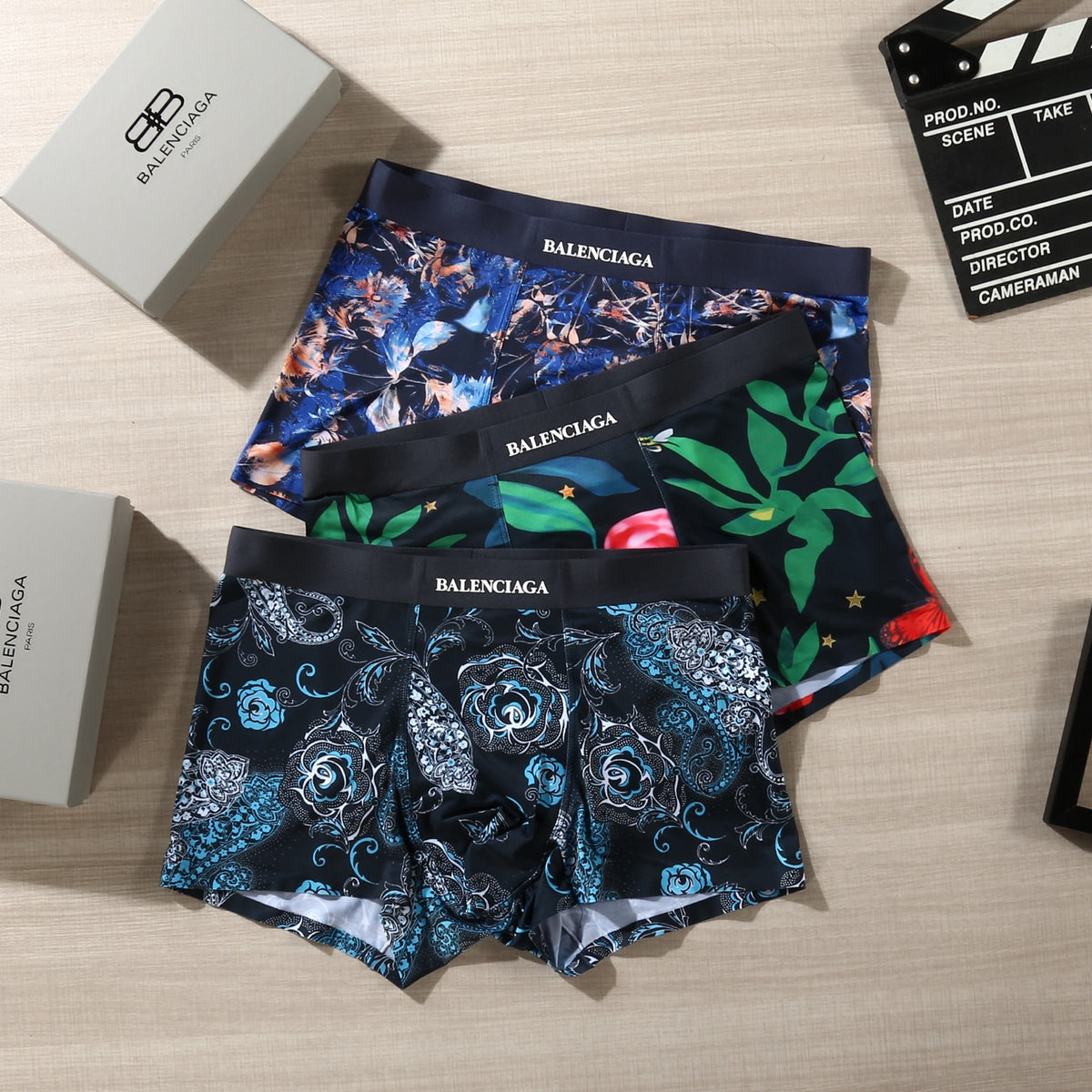 Balenciaga Dark Green Botanical Print Boxer Briefs, image 4