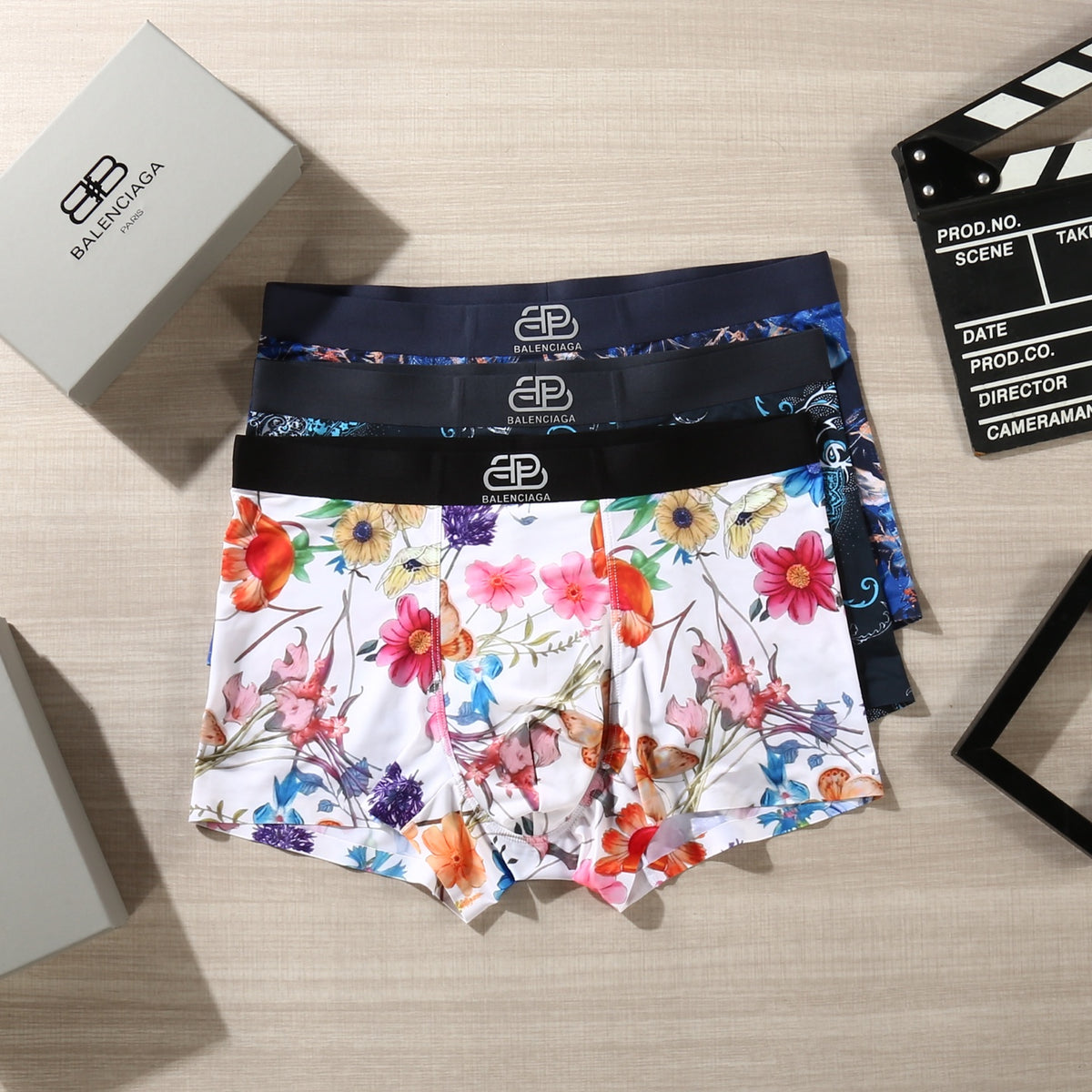 Balenciaga Bright Multicolour Floral Print Boxer Briefs, image 1