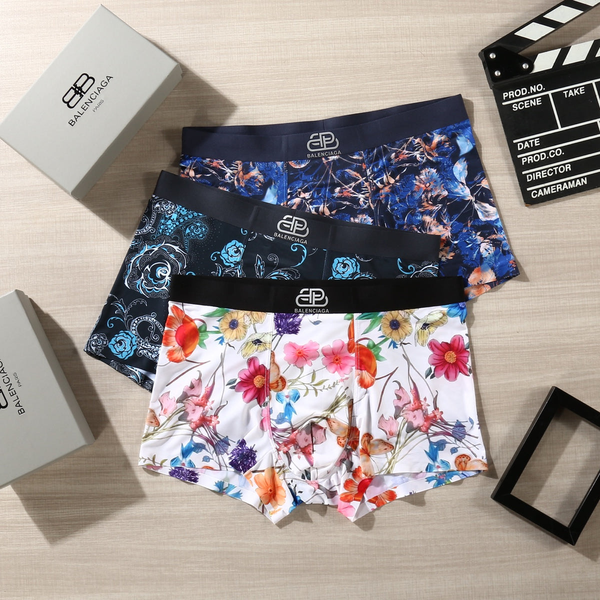 Balenciaga Bright Multicolour Floral Print Boxer Briefs, image 3