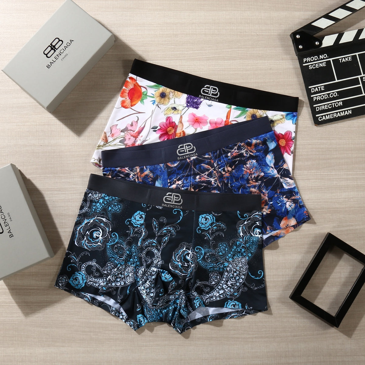 Balenciaga Bright Multicolour Floral Print Boxer Briefs, image 4