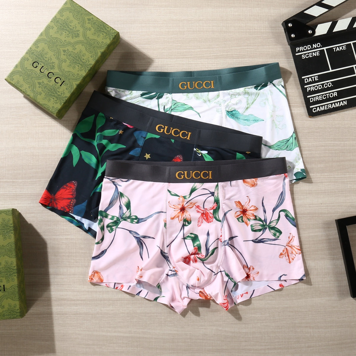 Gucci Green White Botanical Print Boxer Briefs, image 4
