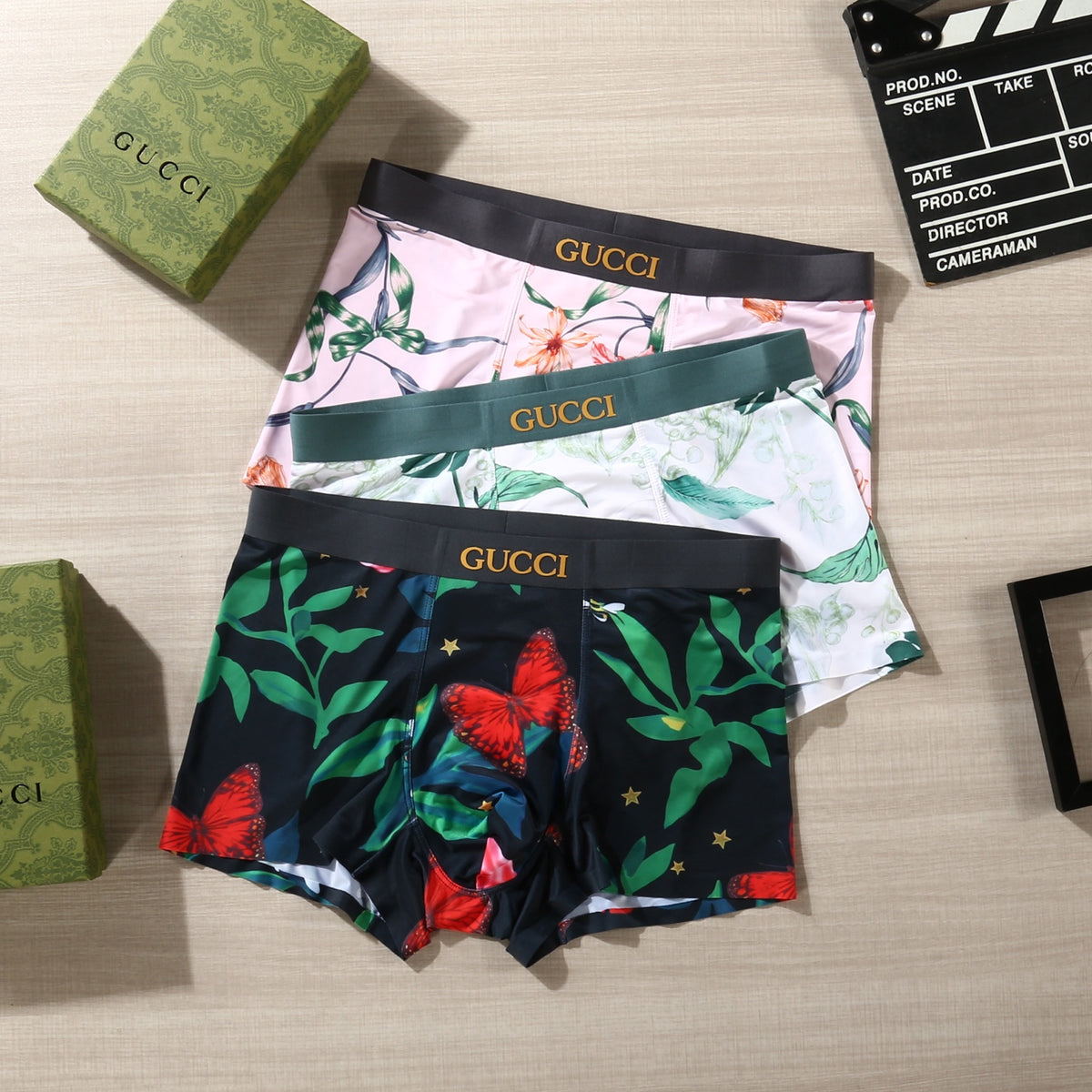 Gucci Green White Botanical Print Boxer Briefs, image 3