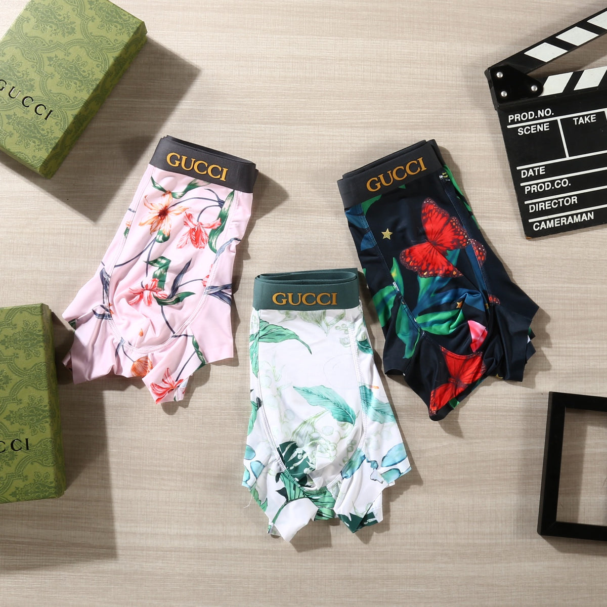 Gucci Green White Botanical Print Boxer Briefs, image 6