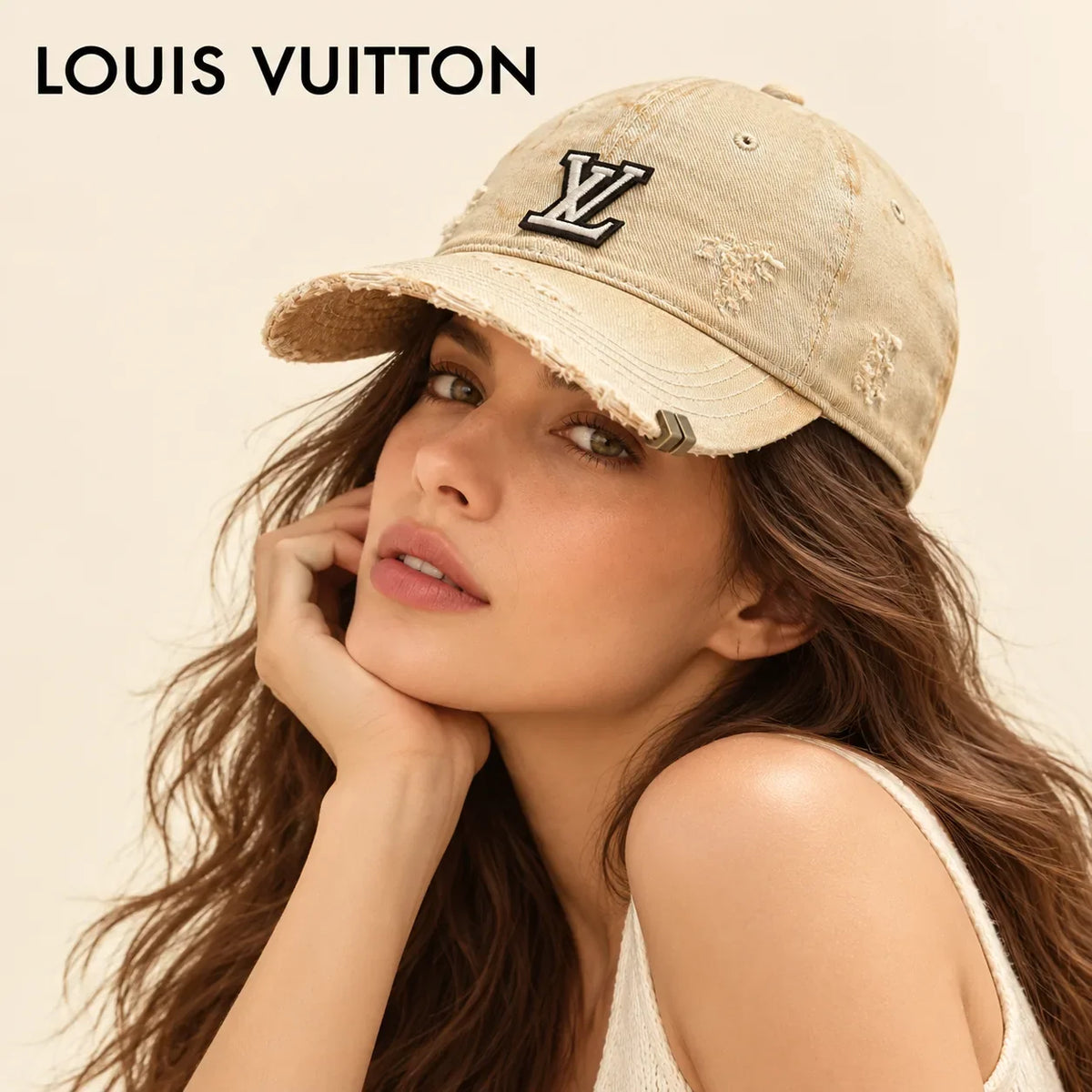 Model wearing Louis Vuitton Baseball Cap